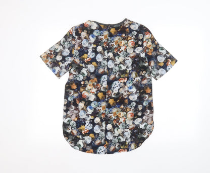 Womens UK Size XS Zara Black Basic Button-Up