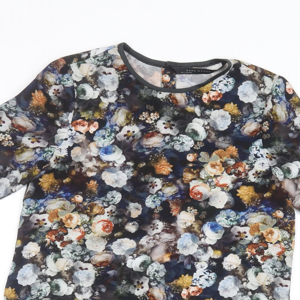 Womens UK Size XS Zara Black Basic Button-Up