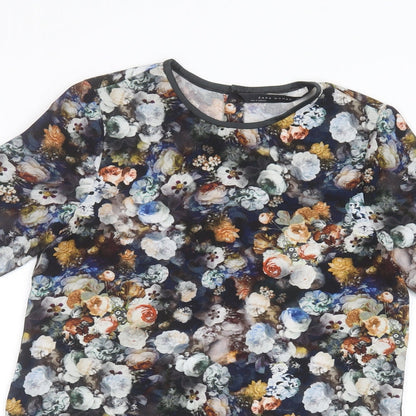 Womens UK Size XS Zara Black Basic Button-Up