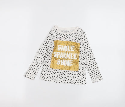 Primark Girls White Polka Dot  Basic T-Shirt Size 2-3 Years