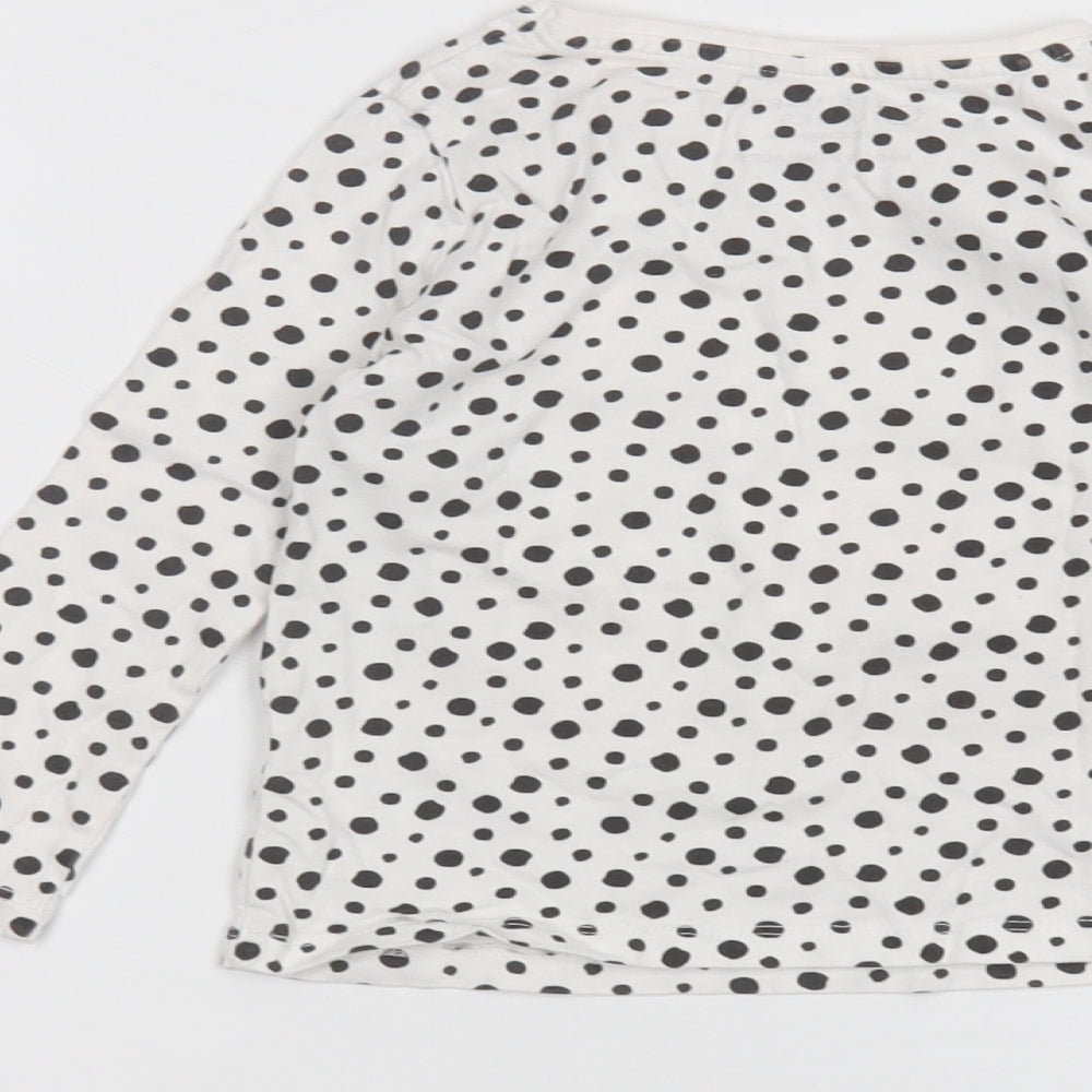 Primark Girls White Polka Dot  Basic T-Shirt Size 2-3 Years