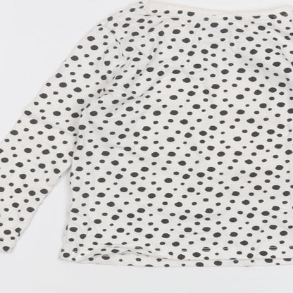 Primark Girls White Polka Dot  Basic T-Shirt Size 2-3 Years