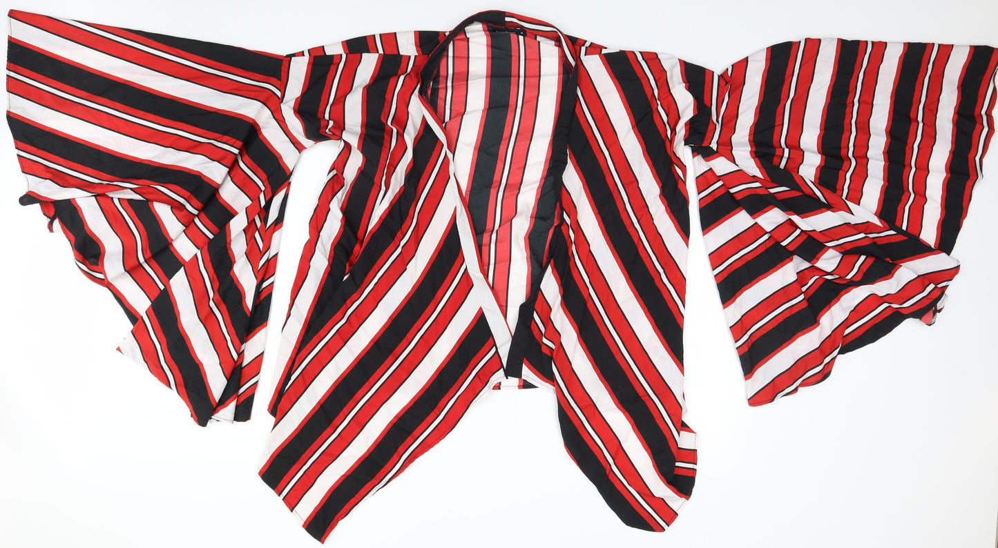 Boohoo Womens Red Striped  Basic Blouse Size M
