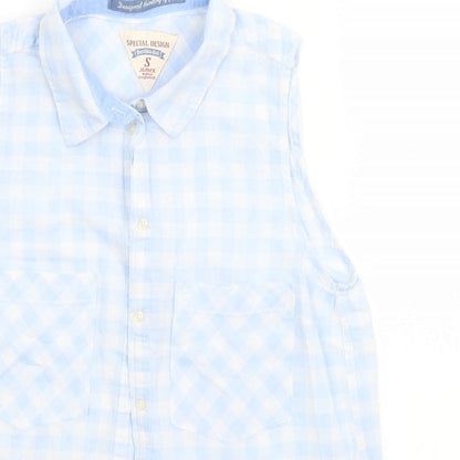 Womens UK Size S Bershka Blue Basic Button-Up