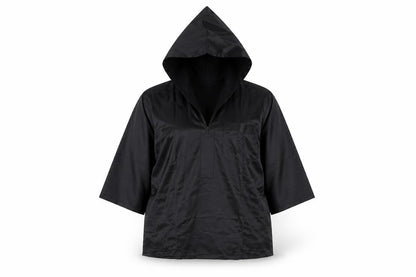 Front view of Hinnawi women’s black jacket, size UK 16