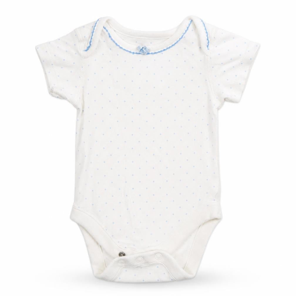 Front view of Marks & Spencer Baby White Polka Dot Leotard One-Piece, size 0-3, Months