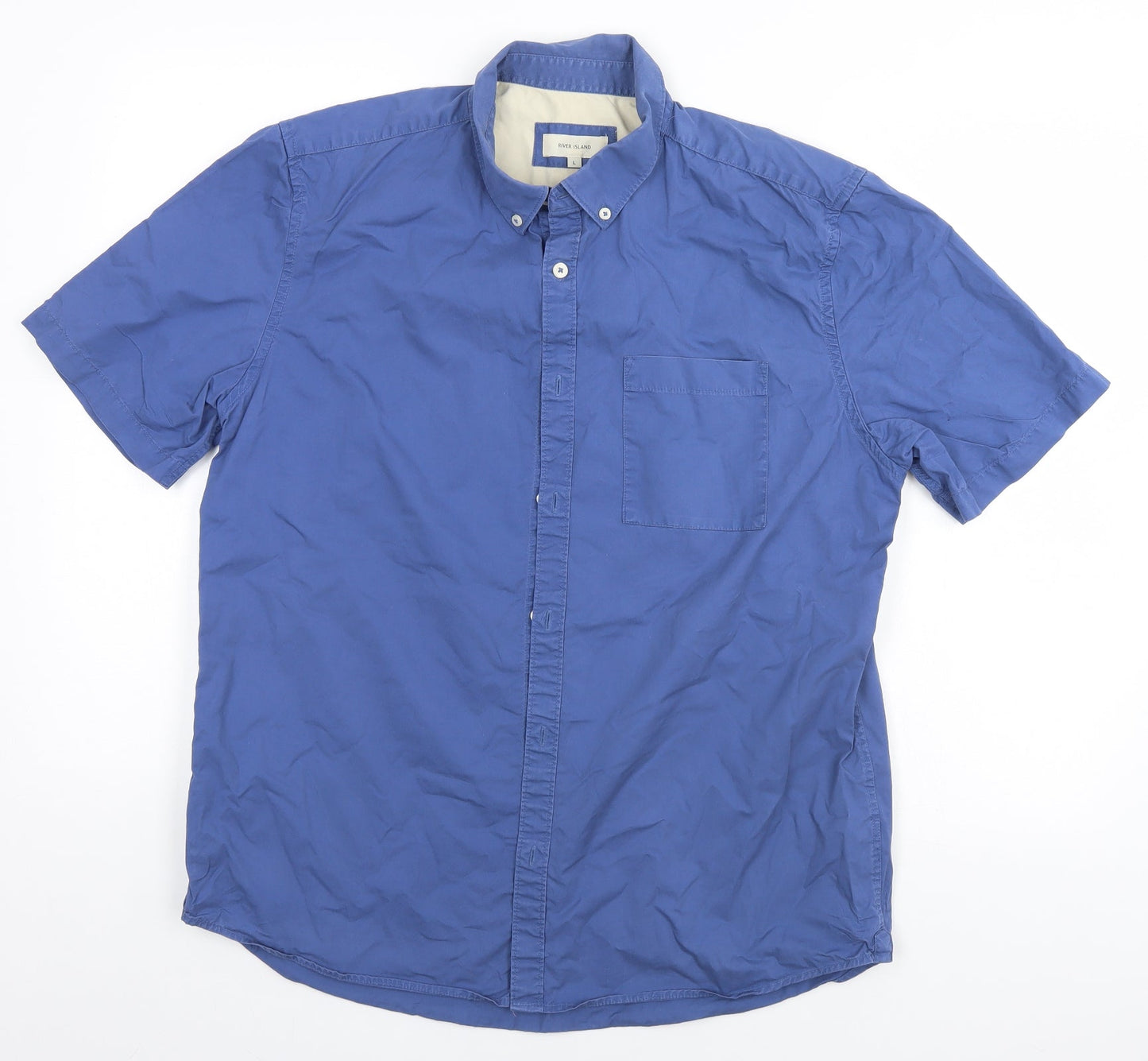 River Island Mens Blue    Button-Up Size L