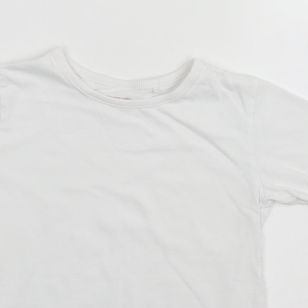 Close-up detail of Next boys’ white basic t-shirt