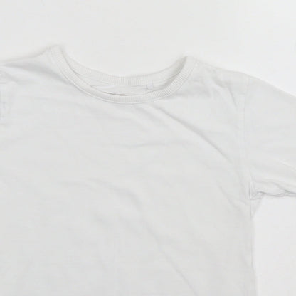 Close-up detail of Next boys’ white basic t-shirt