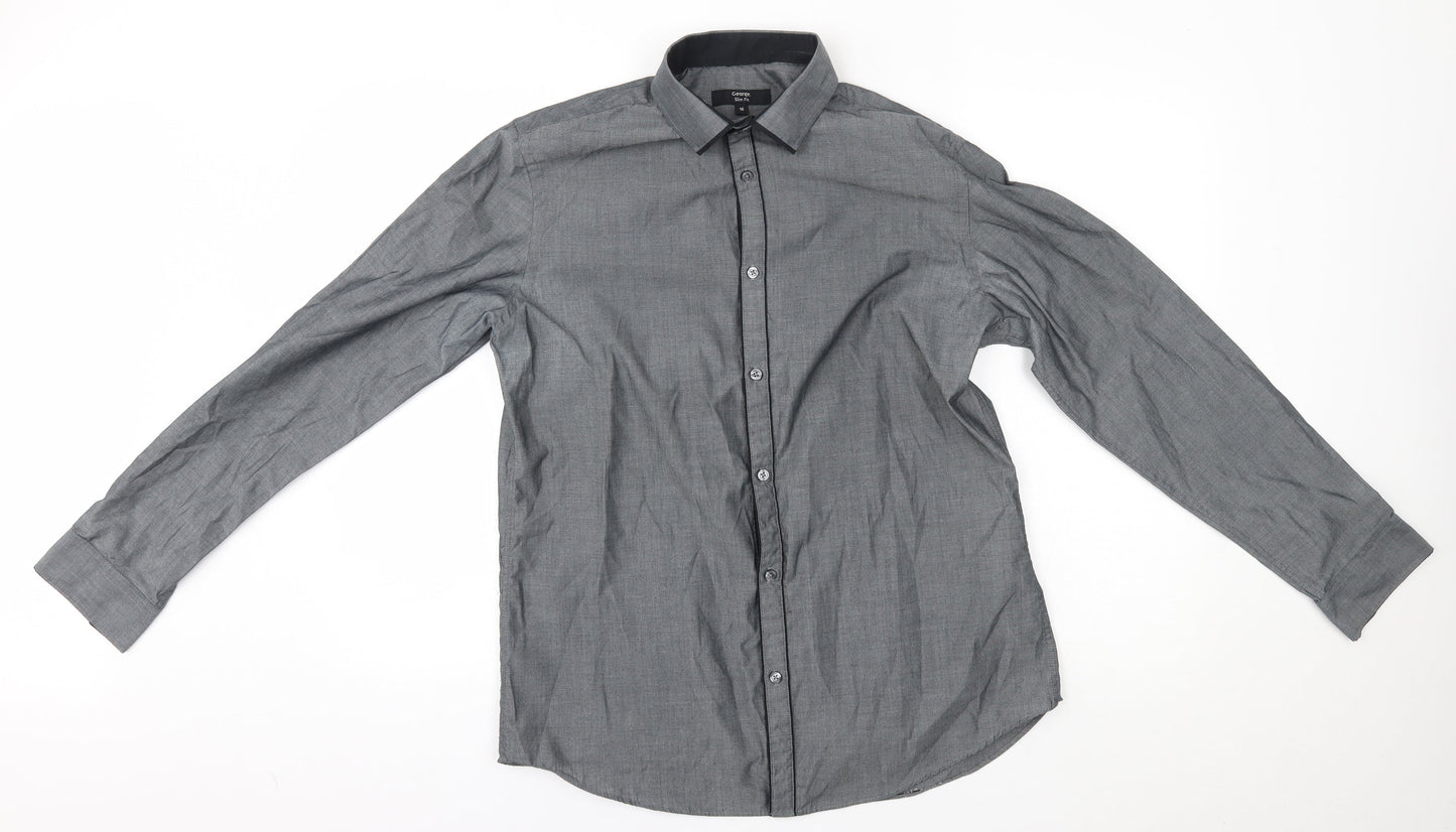 George Mens Grey    Button-Up Size 16