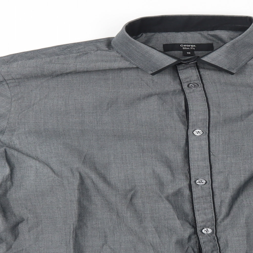 George Mens Grey    Button-Up Size 16