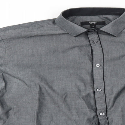 George Mens Grey    Button-Up Size 16