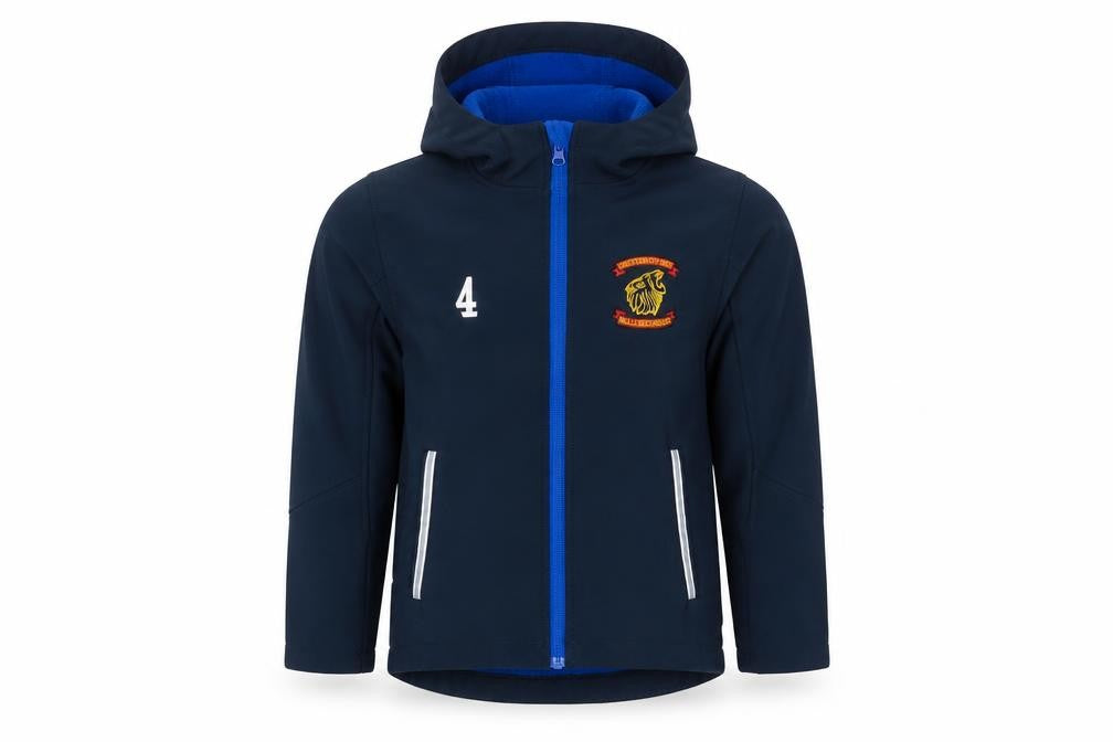 Front view of Result boys’ blue jacket, size 9-10, years - chesterton afc