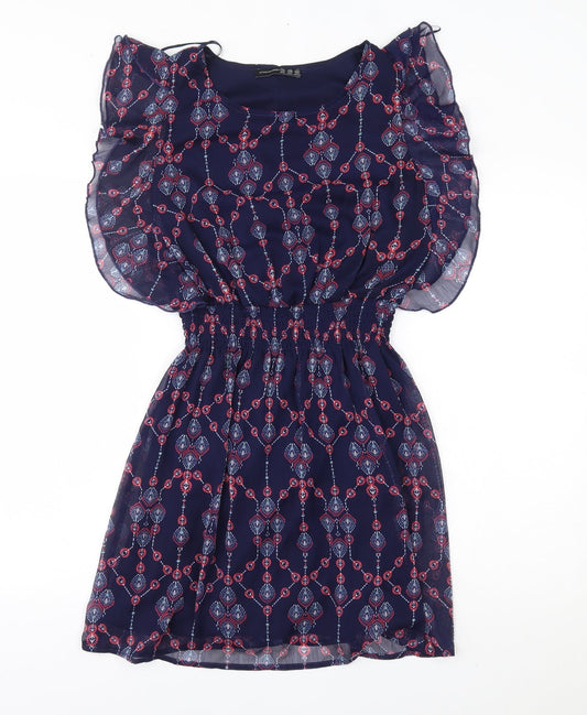 Atmosphere Womens Blue Fair Isle  A-Line  Size 10