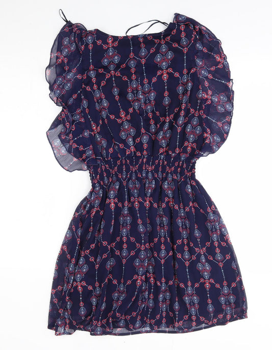 Atmosphere Womens Blue Fair Isle  A-Line  Size 10