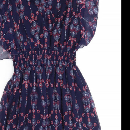 Atmosphere Womens Blue Fair Isle  A-Line  Size 10