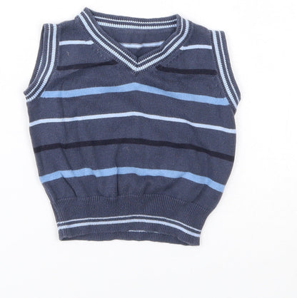 Matalan Baby Blue Striped  Vest Jumper Size 0-3 Months
