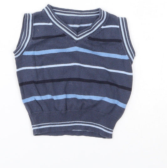 Matalan Baby Blue Striped  Vest Jumper Size 0-3 Months