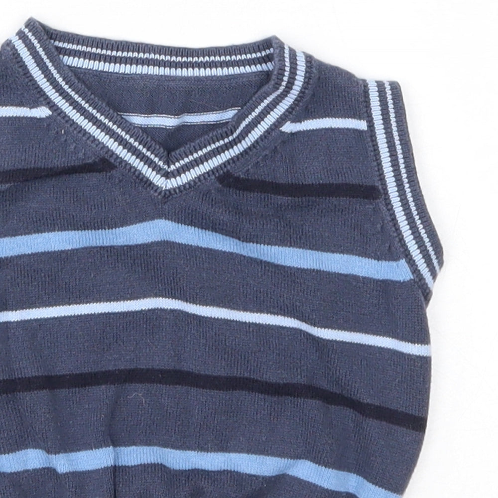Matalan Baby Blue Striped  Vest Jumper Size 0-3 Months