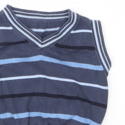 Matalan Baby Blue Striped  Vest Jumper Size 0-3 Months