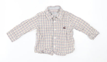 Additional front view of notting hill boys’ multicoloured plaid basic button-up, size 6-9, months