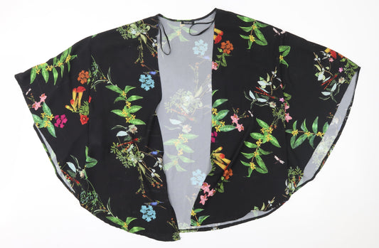 Boohoo Womens Black Floral  Wrap Blouse Size L