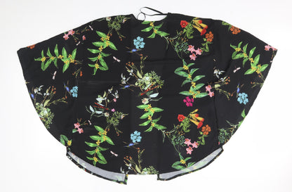 Boohoo Womens Black Floral  Wrap Blouse Size L