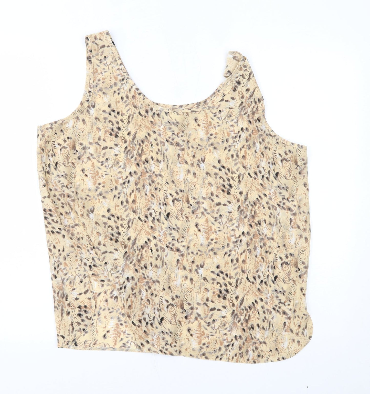Al Paradise Tenerife Womens Beige Floral  Basic Tank Size 16