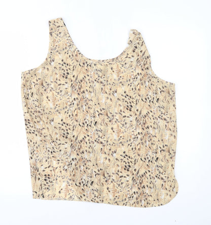 Al Paradise Tenerife Womens Beige Floral  Basic Tank Size 16