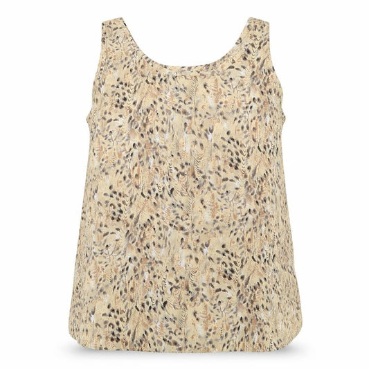 Front view of Al Paradise Tenerife women’s beige floral basic tank, size UK 16