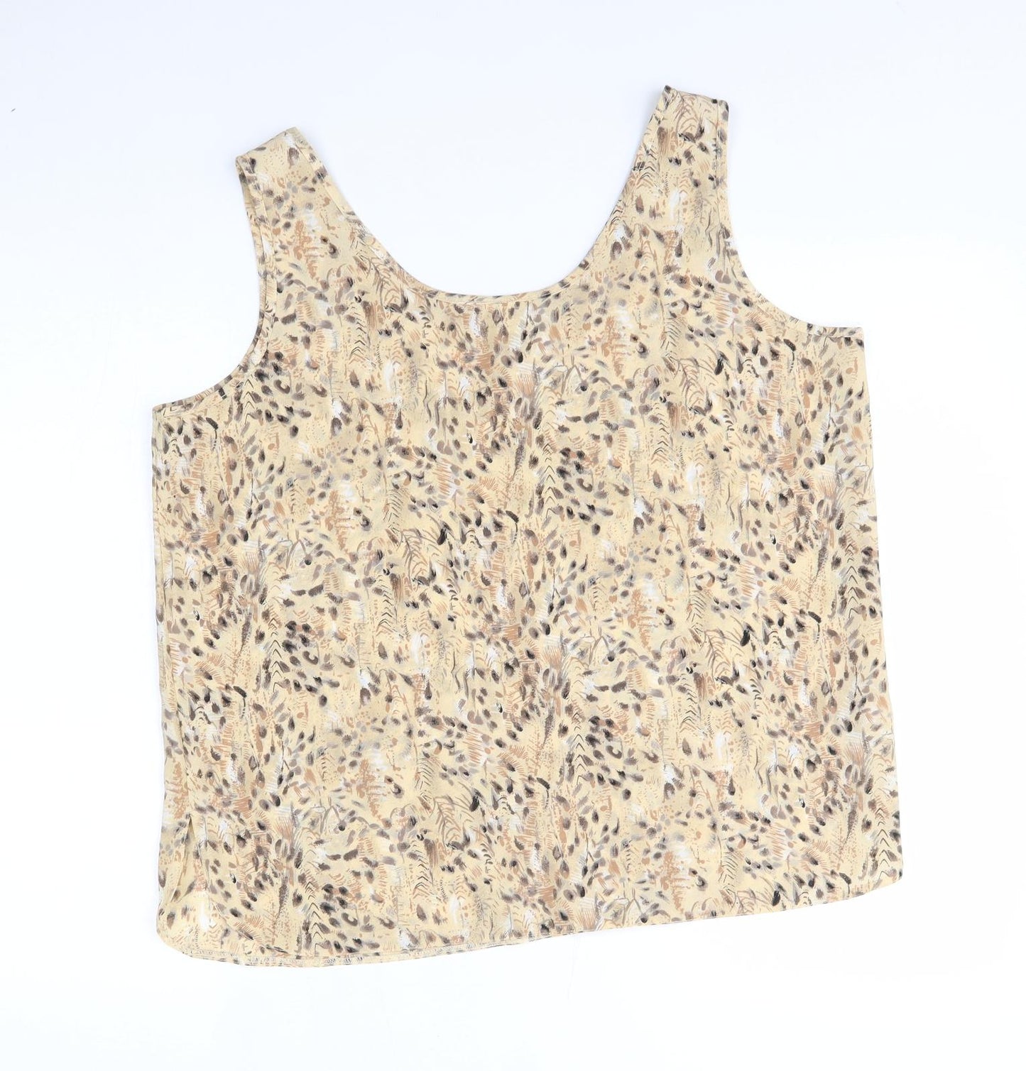 Al Paradise Tenerife Womens Beige Floral  Basic Tank Size 16