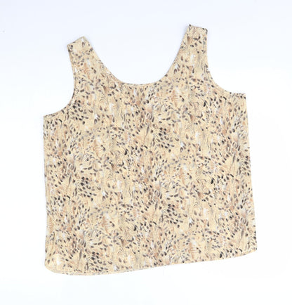 Al Paradise Tenerife Womens Beige Floral  Basic Tank Size 16