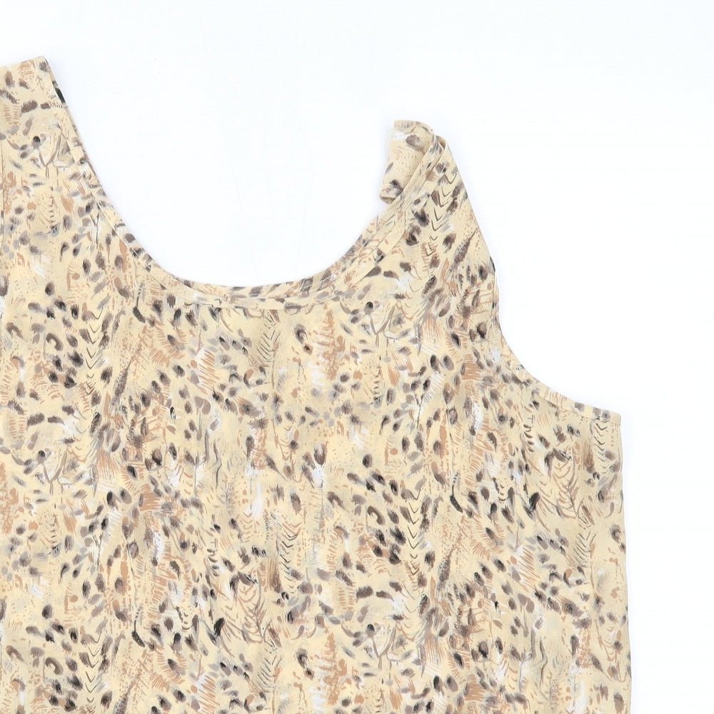 Al Paradise Tenerife Womens Beige Floral  Basic Tank Size 16