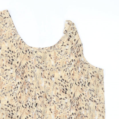 Al Paradise Tenerife Womens Beige Floral  Basic Tank Size 16