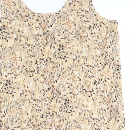 Al Paradise Tenerife Womens Beige Floral  Basic Tank Size 16