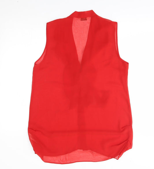Womens UK Size 12 Miss Selfridge Red Basic Button-Up