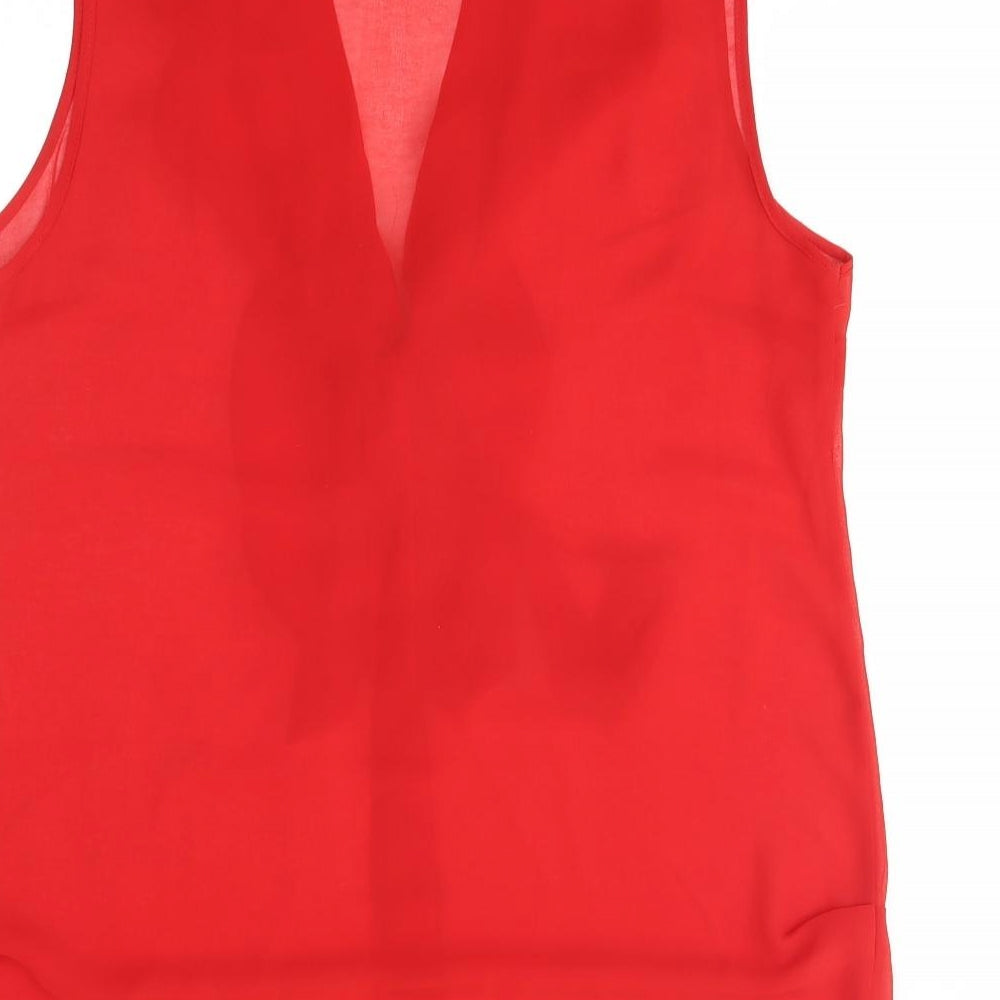 Womens UK Size 12 Miss Selfridge Red Basic Button-Up