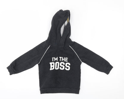 Matalan Boys Black   Pullover Hoodie Size 2-3 Years  - I'm the boss