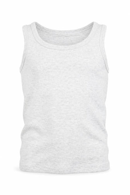 Front view of F&F boys’ grey basic tank, size 5-6, years