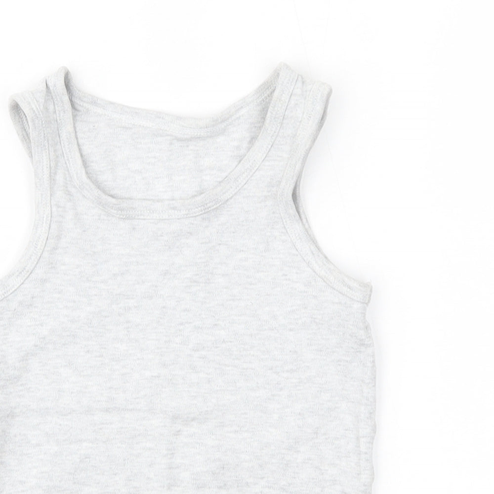 Close-up detail of F&F boys’ grey basic tank, size 5-6, years