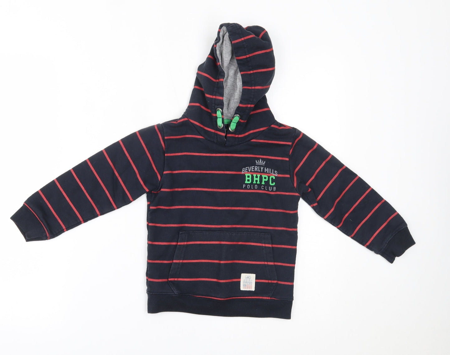 Beverly Hills Boys Black Striped  Pullover Hoodie Size 5-6 Years