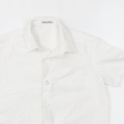 Close-up detail of George boys’ white basic button-up, size 4-5, years