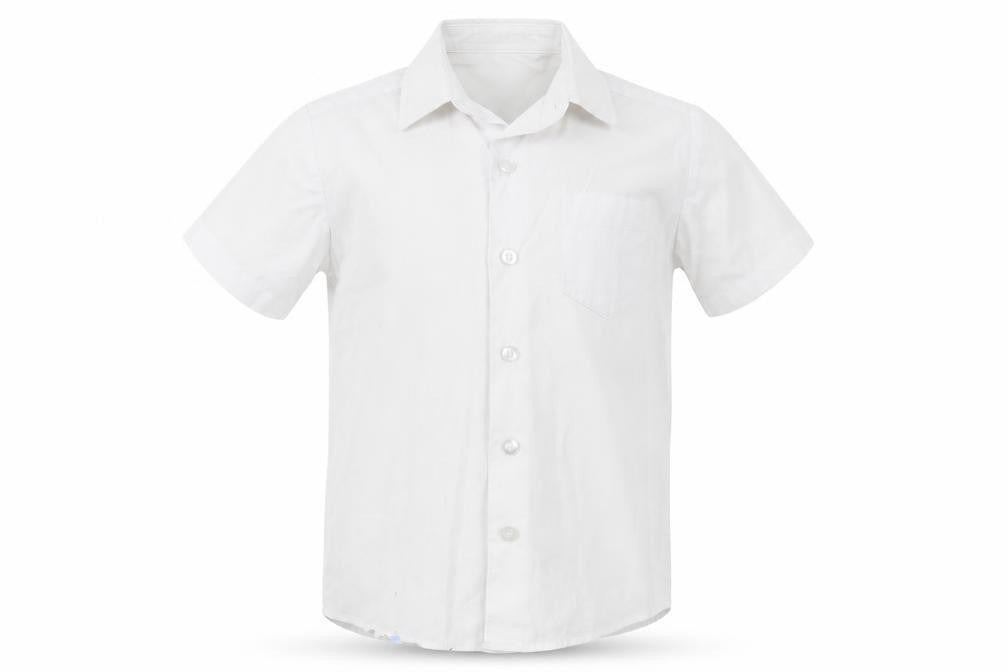 Front view of George boys’ white basic button-up, size 3-4, years