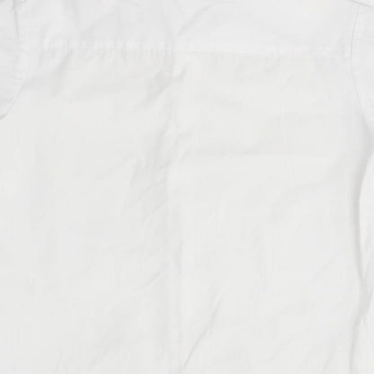 Brand and care label for George boys’ white basic button-up, size 3-4, years
