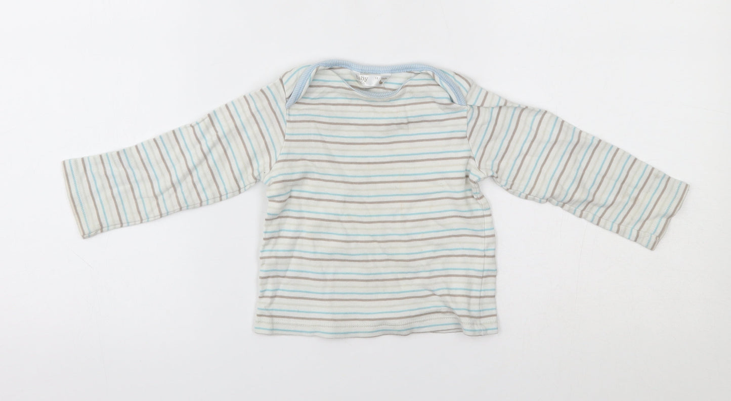 M&Co Baby White Striped  Pullover Jumper Size 12-18 Months