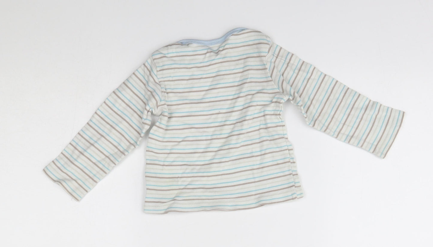 M&Co Baby White Striped  Pullover Jumper Size 12-18 Months