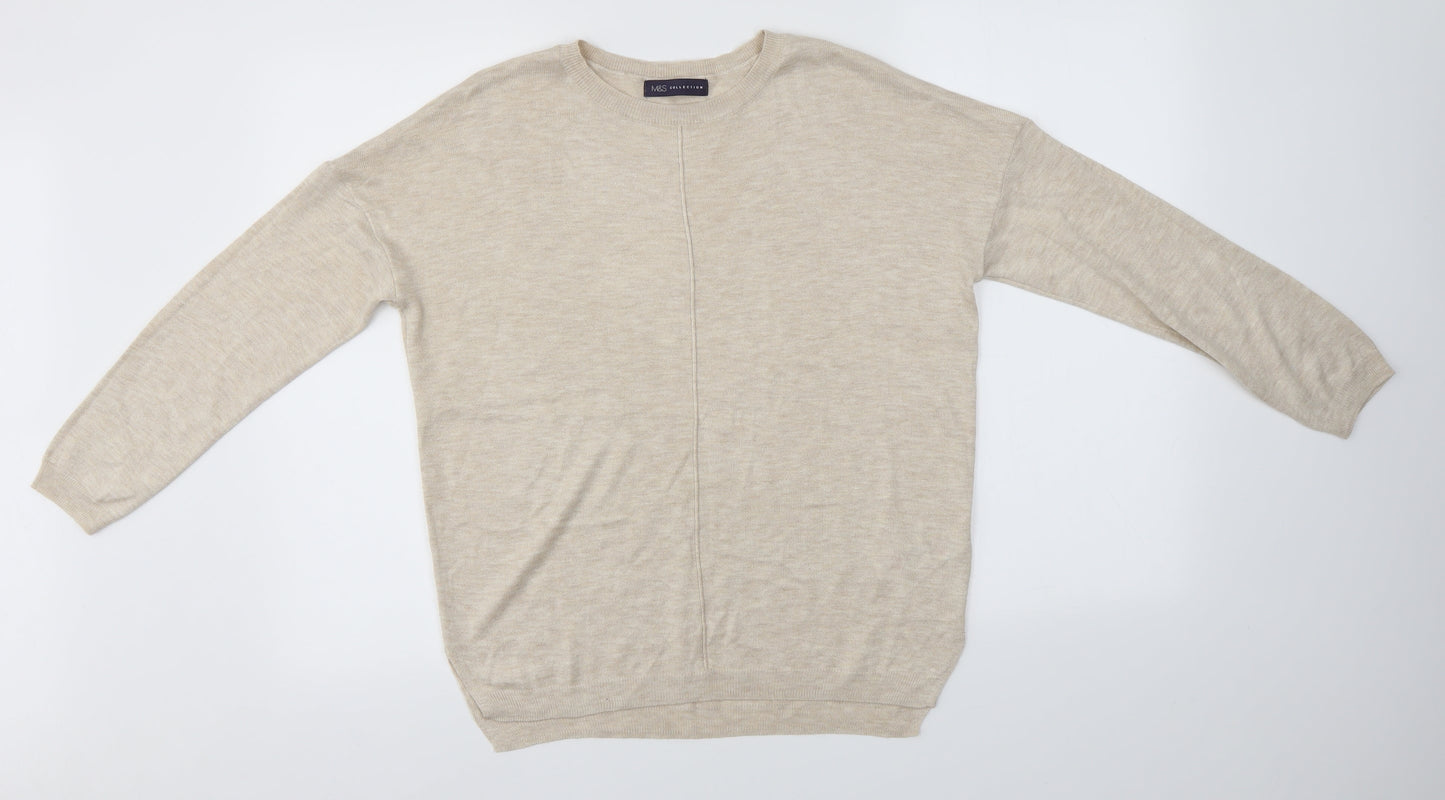 Womens UK Size M M&S Beige Pullover Jumper