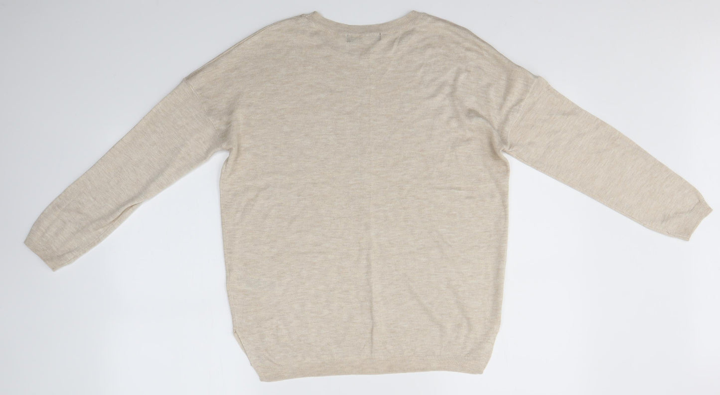 Womens UK Size M M&S Beige Pullover Jumper