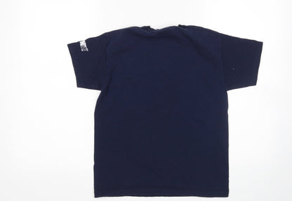 Back view of Matalan boys’ blue basic t-shirt, size M, - fortnite