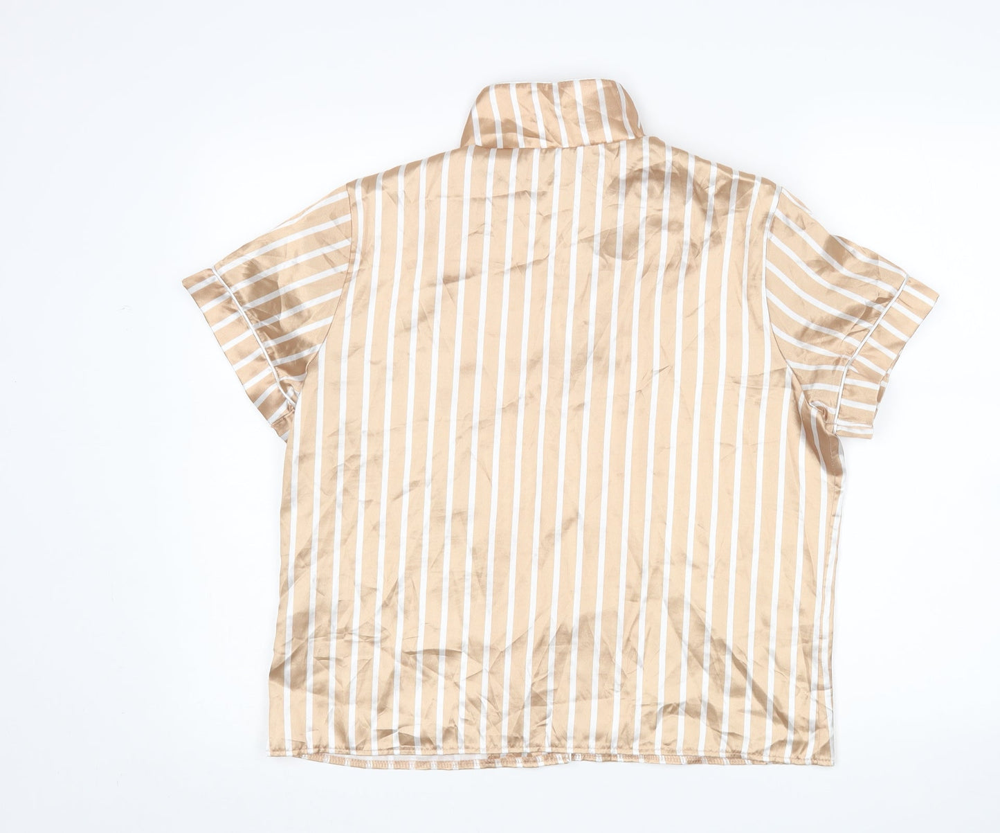 PRETTYLITTLETHING Womens Gold Striped  Top Pyjama Top Size 12
